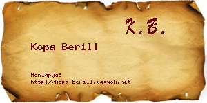 Kopa Berill névjegykártya